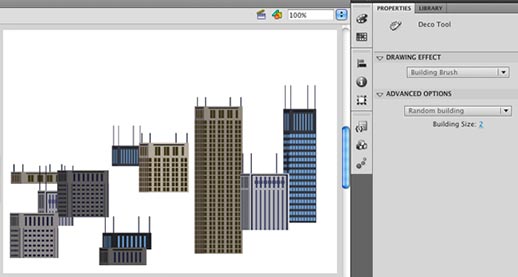 The building brush allows you to create a city-scape in minutes.