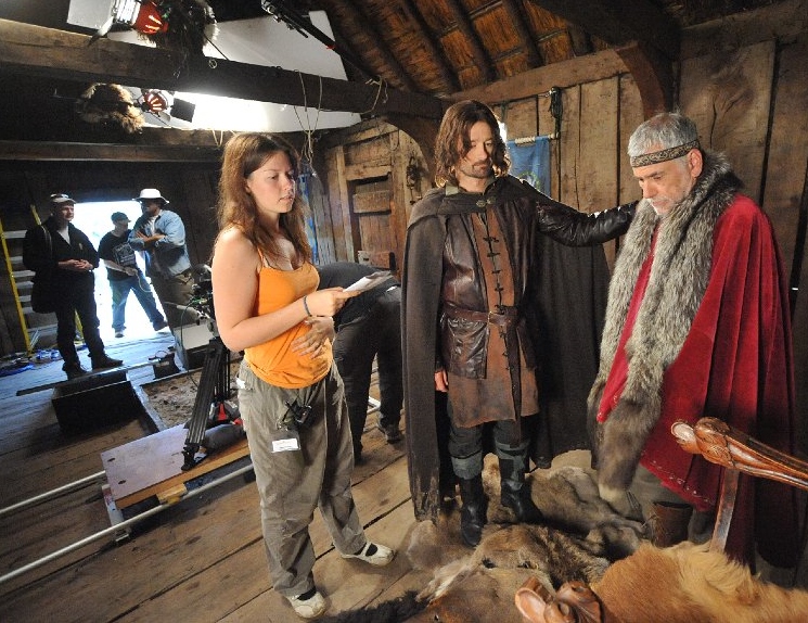 Madison with actor Christopher Dane as Arathorn and Iain Marshall as his father Arador during filming of Born of Hope. (Photo: Richard Unger)