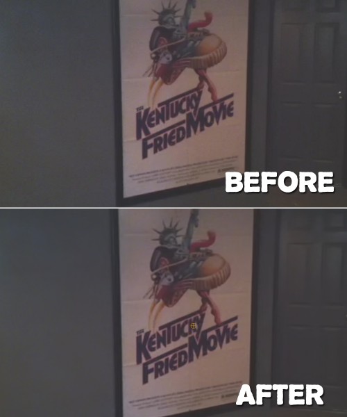 Some grainy iPhone video from my basement, Before and After.