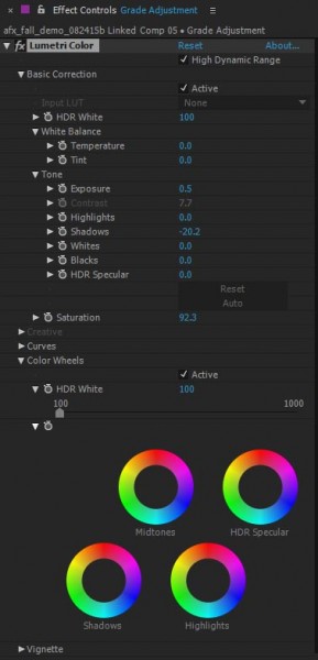 After Effects CC - Lumetri Effect